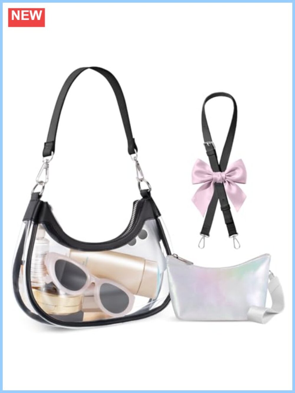 Clear PVC Shoulder Bag Stadium Approved Crossbody Wristlet